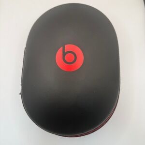 Beats by Dre Hard Shell Headphone Carrying Case Black Red with Carabiner Clip